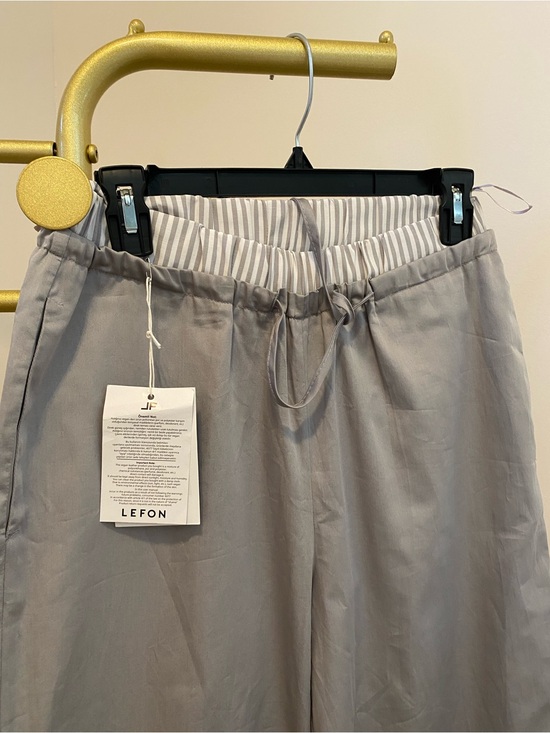 Lefton Pants - Mid season Lefton women’s Wide-Leg Drawstring Chinos — Light Gray 100% cotton